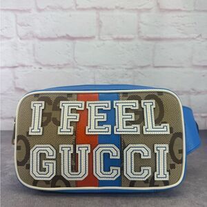Gucci Marmont I FEEL GUCCI Jumbo GG Blue Brown Men's Bumbag